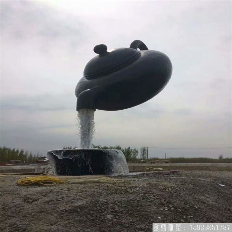 巨大型天壺流水雕塑，懸空倒流水茶壺倒水雕塑，壺雕塑1