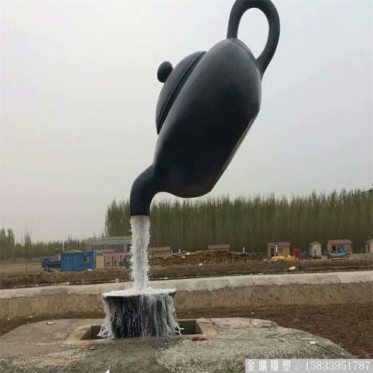 巨大型天壶流水雕塑，悬空倒流水茶壶倒水雕塑，壶雕塑2